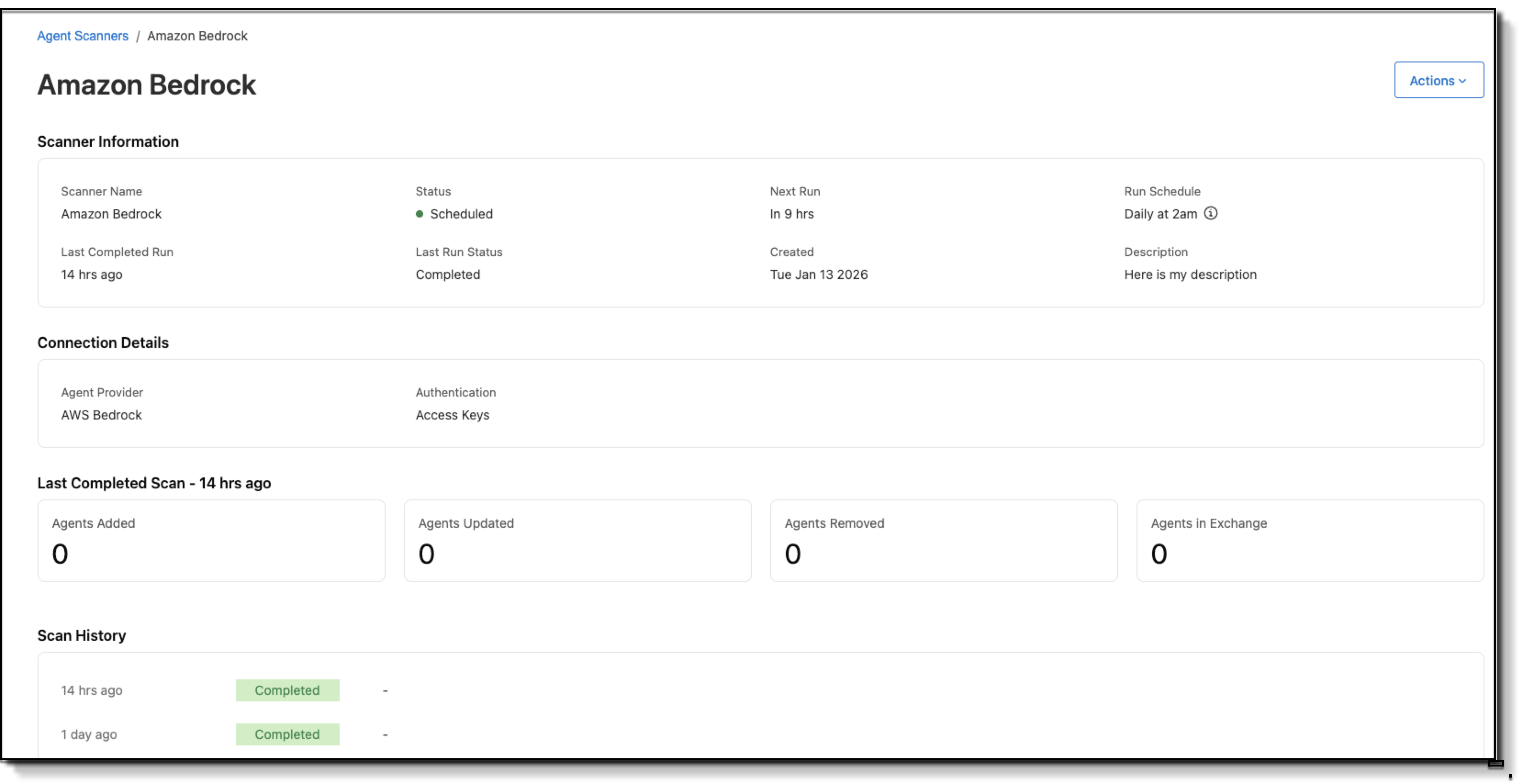 Scanner details page showing a list of scanners