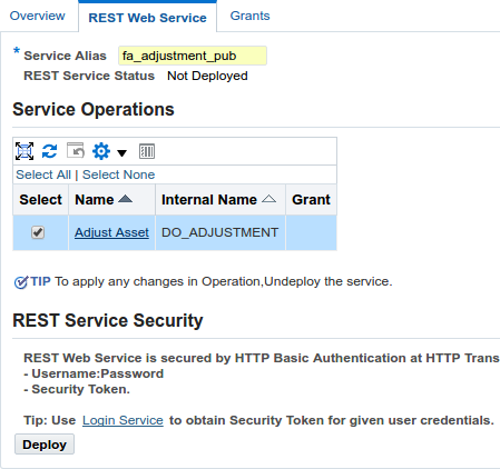 Deploy PL/SQL Adjustment API configuration